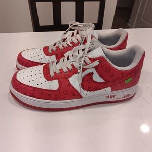 PENDING**Louis Vuitton Red and White Airforce 1 By Virgil Abloh '22 1A9VA7  10.5
